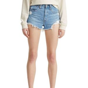 Levi's Original Women‎ 501 High-Rise Distressed Jean Denim Shorts W27 049